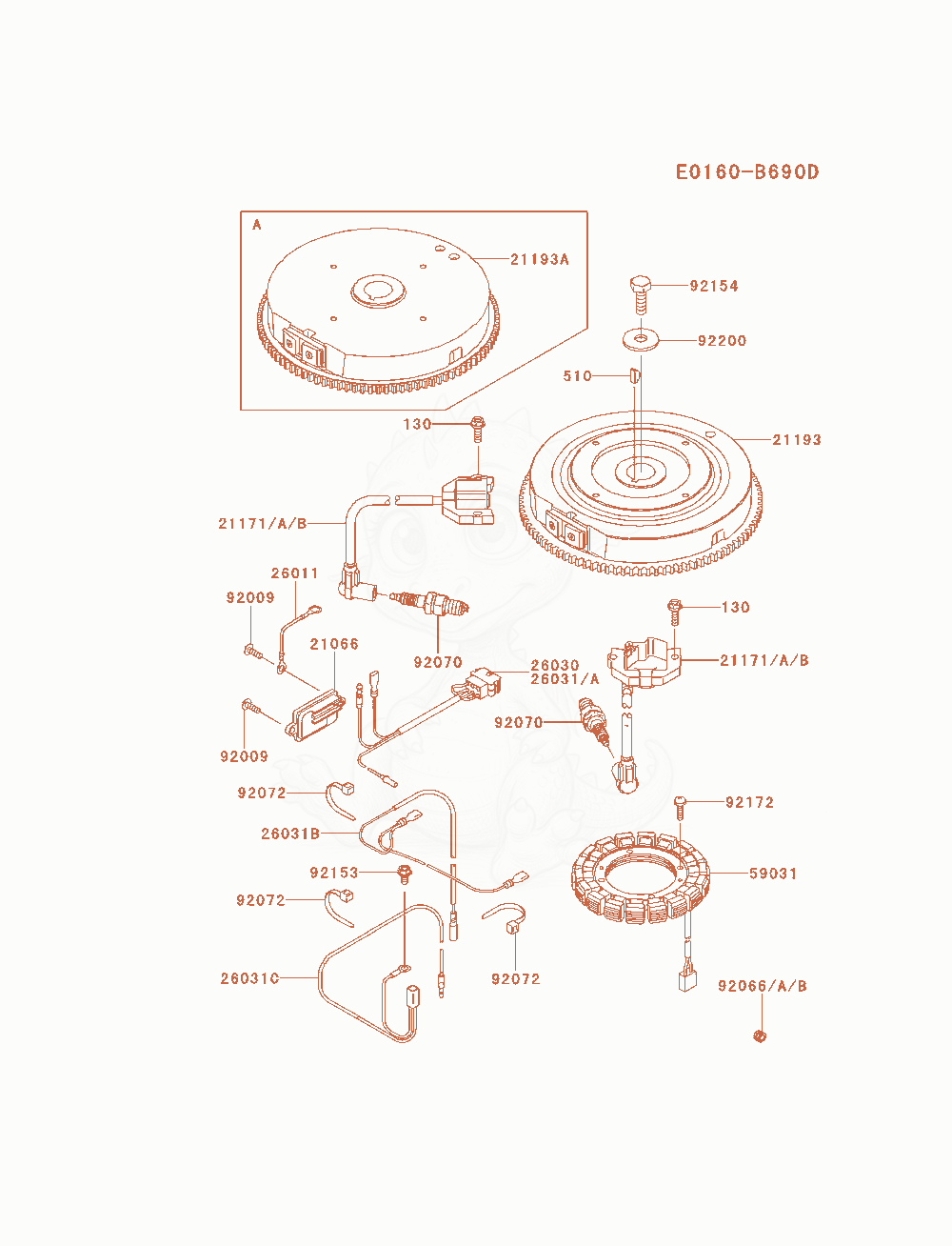 Exploded parts diagram of the Electric-Equipment of a Kawasaki FR600V-AS04 engine, with numbered balloons