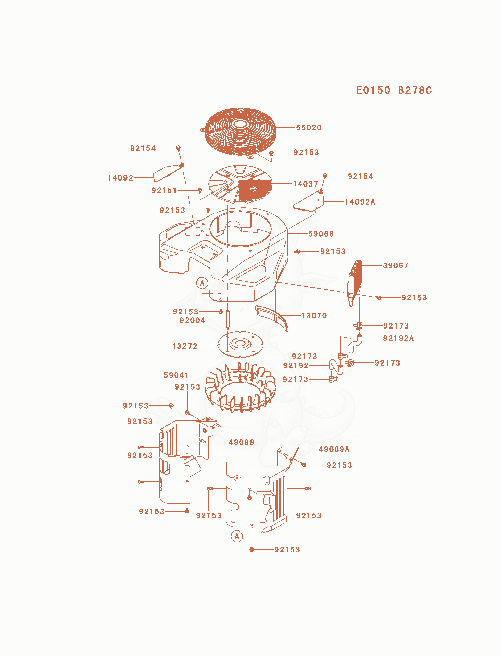 Exploded parts diagram of the Cooling-Equipment of a Kawasaki FX921V-AS15 engine, with numbered balloons
