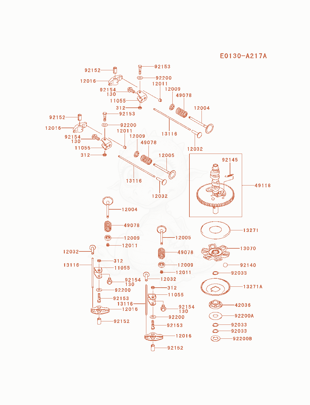 Exploded parts diagram of the Valve / Camshaft of a Kawasaki FR730V-AS18 engine, with numbered balloons