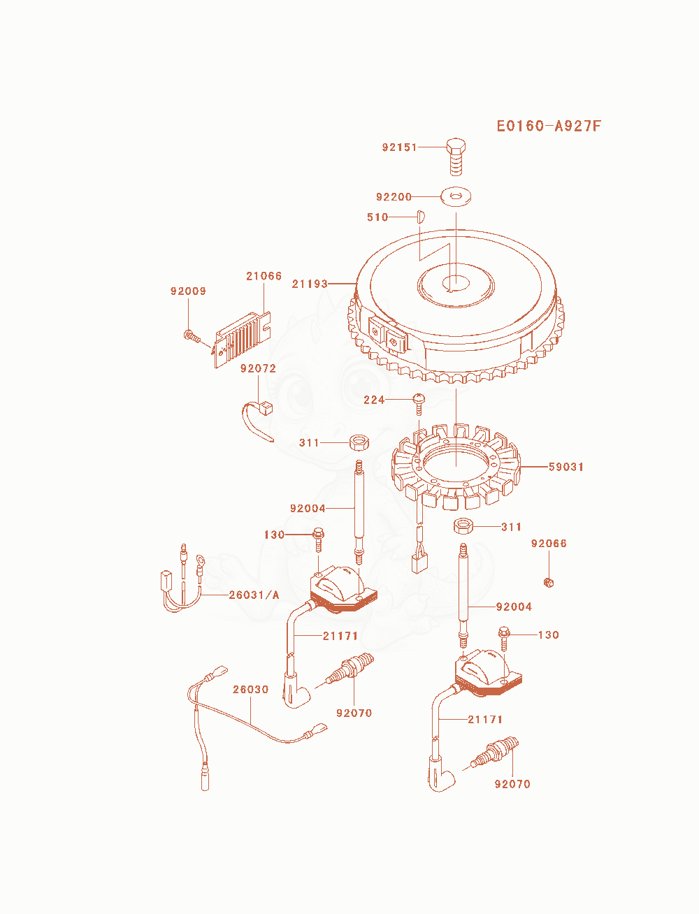 Exploded parts diagram of the Electric-Equipment of a Kawasaki FH580V-AS20 engine, with numbered balloons