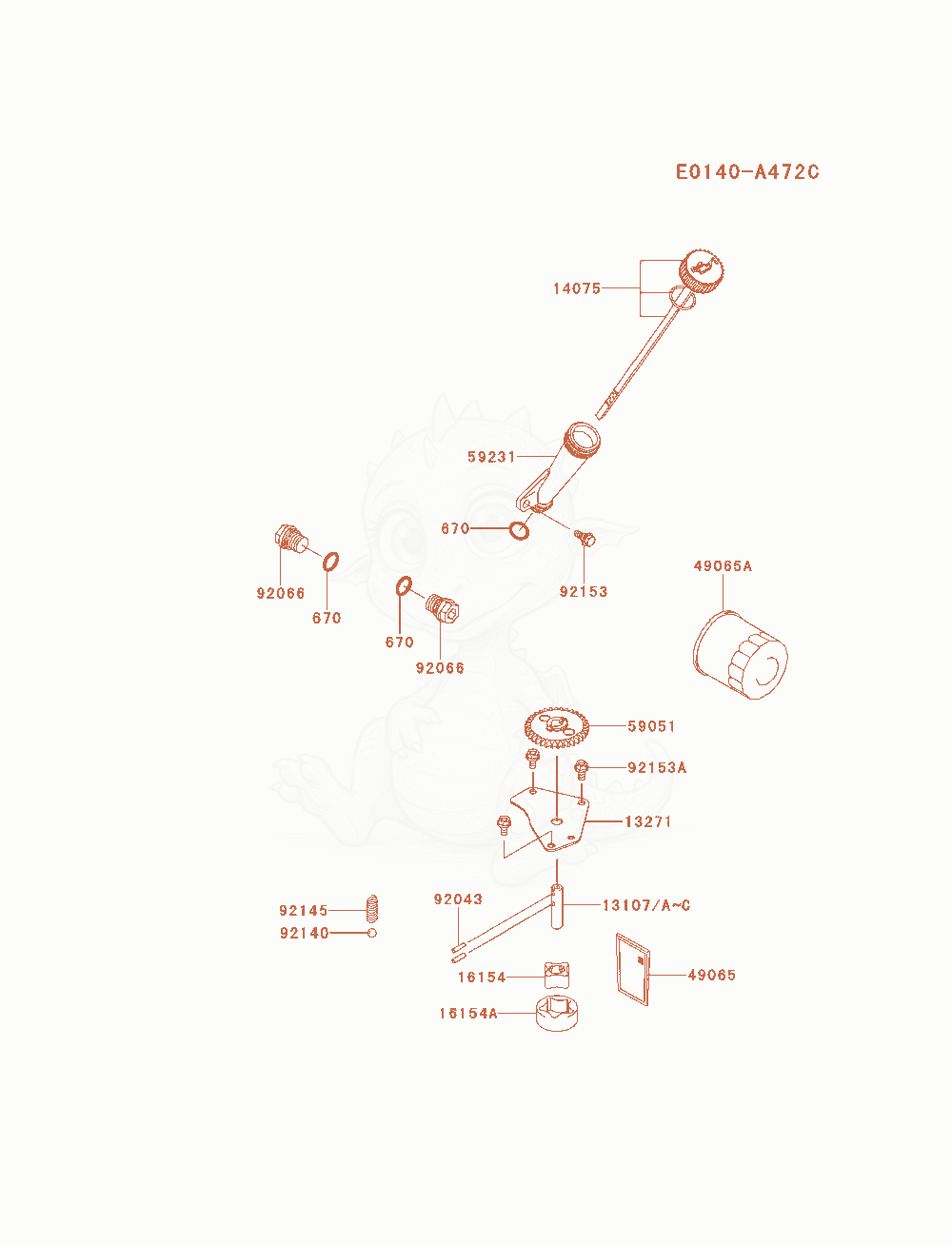 Despiece del Lubrication-Equipment de un motor Kawasaki FXT00V-AS01, con globos numerados