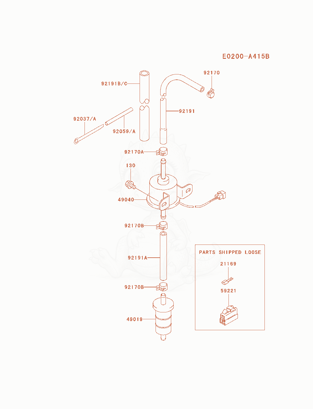 Exploded parts diagram of the Fuel-Tank / Fuel-Valve of a Kawasaki FD750D-AS02 engine, with numbered balloons