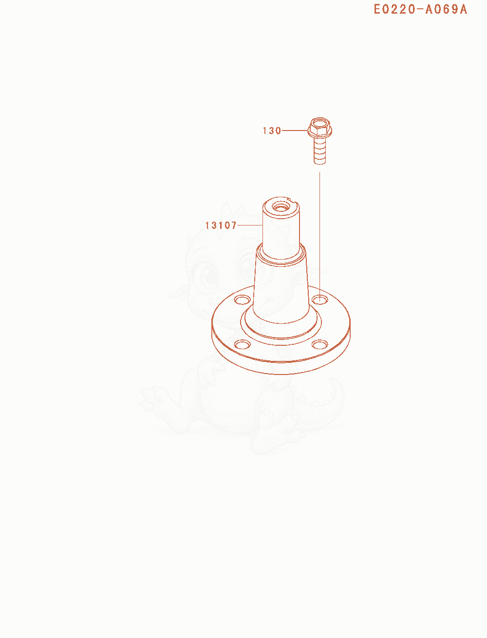 Despiece del P.T.O-Equipment de un motor Kawasaki FX651V-AS15, con globos numerados