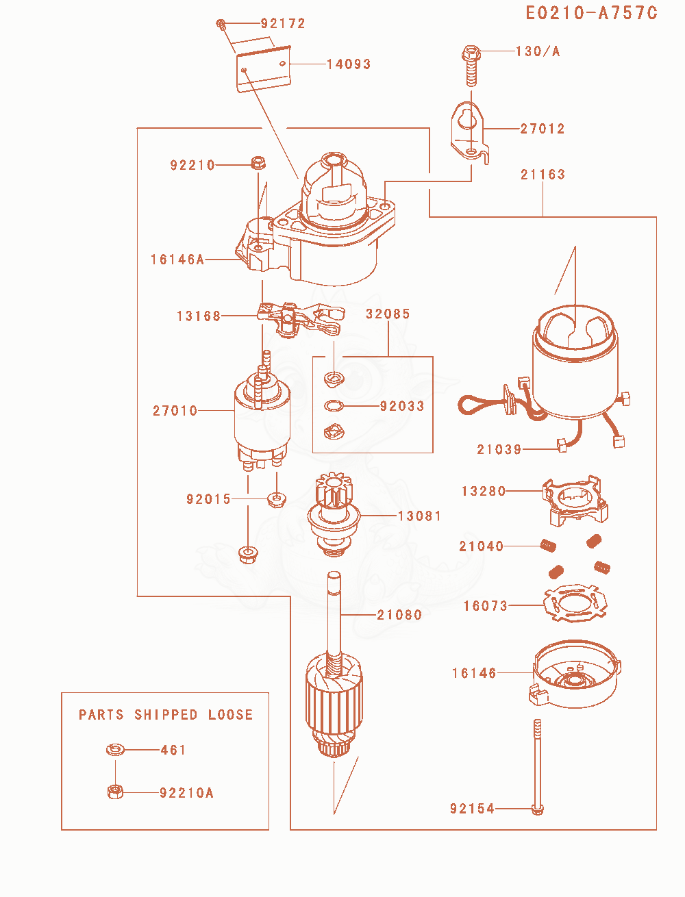 Exploded parts diagram of the Starter of a Kawasaki FX751V-HS07 engine, with numbered balloons