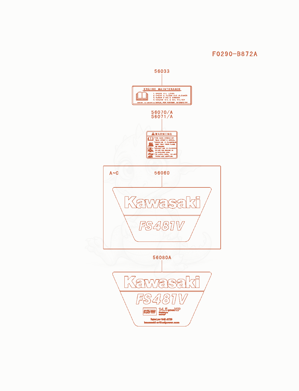 Exploded parts diagram of the Label of a Kawasaki FS481V-AS19 engine, with numbered balloons