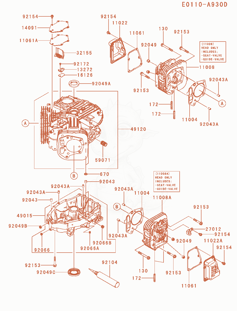 Exploded parts diagram of the Cylinder / Crankcase of a Kawasaki FR600V-AS19 engine, with numbered balloons