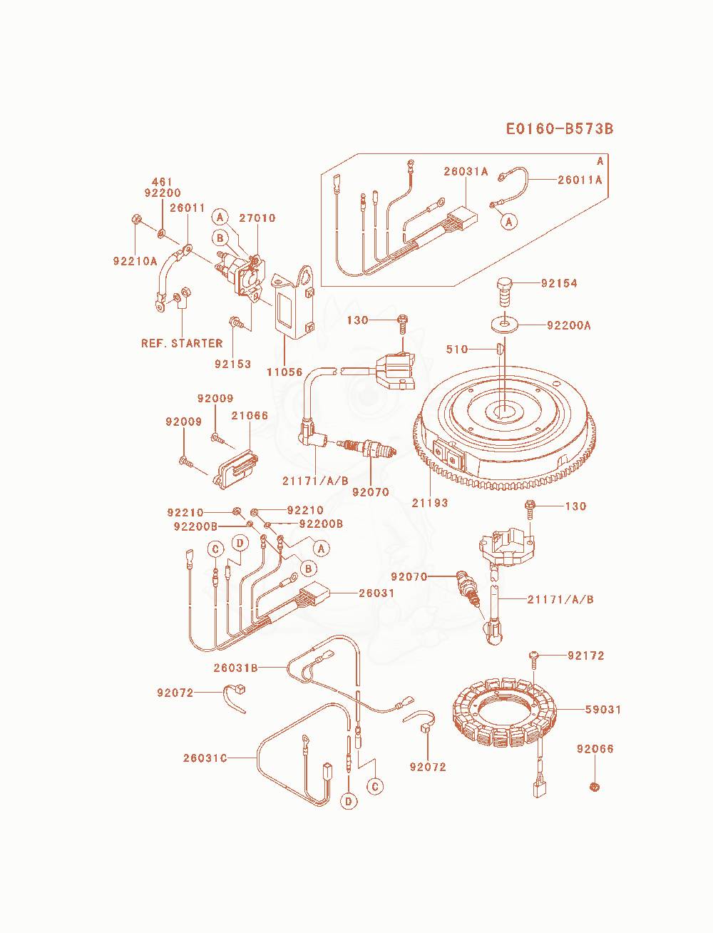 Exploded parts diagram of the Electric-Equipment of a Kawasaki FX600V-AS13 engine, with numbered balloons