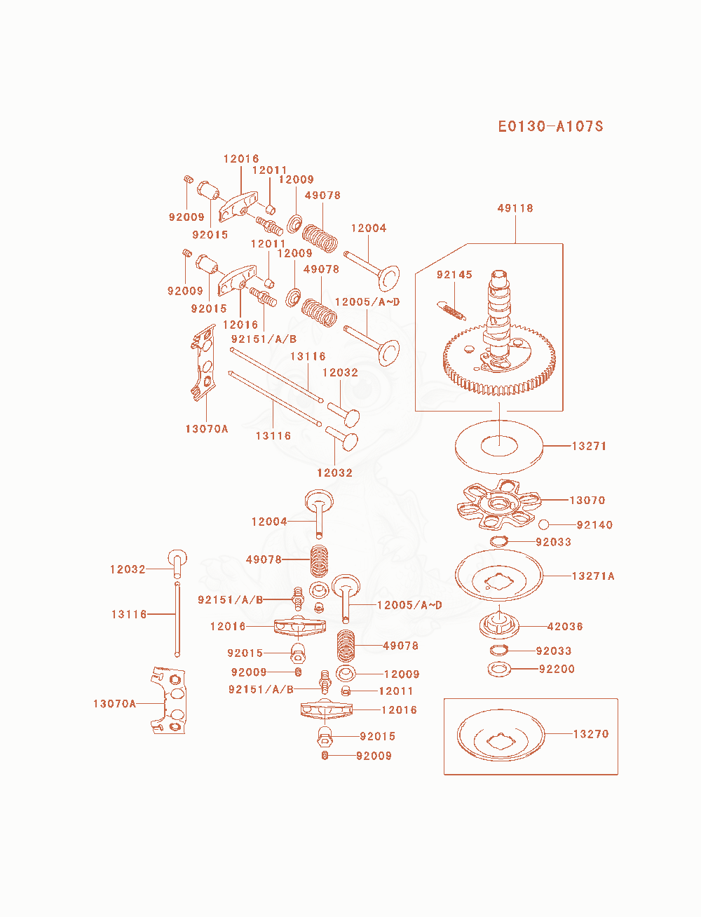 Exploded parts diagram of the Valve / Camshaft of a Kawasaki FH680V-AS14 engine, with numbered balloons