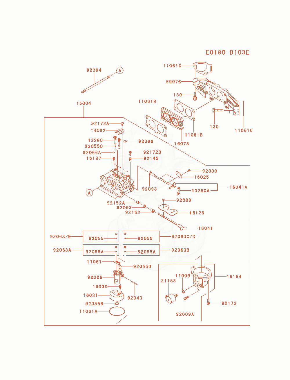 Exploded parts diagram of the Carburetor of a Kawasaki FX691V-AS26 engine, with numbered balloons