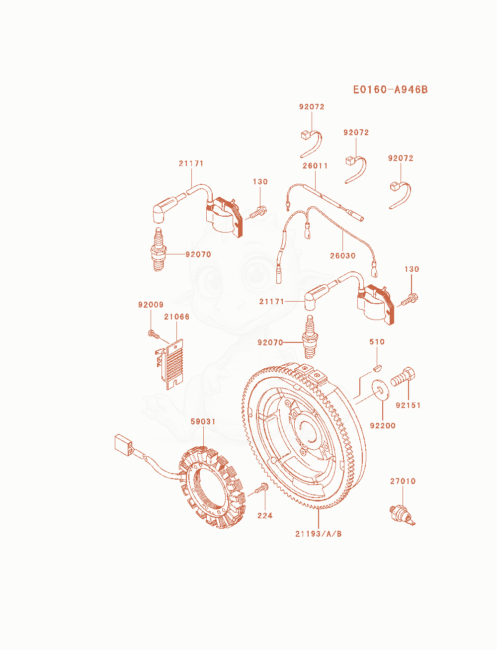 Exploded parts diagram of the Electric-Equipment of a Kawasaki FH721D-AS08 engine, with numbered balloons
