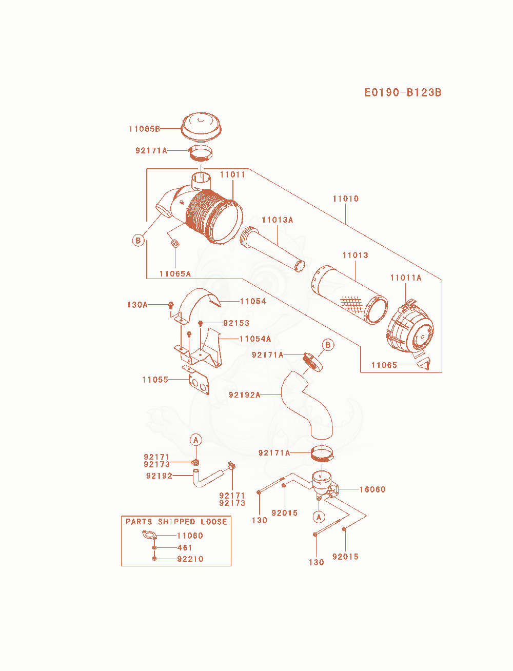 Exploded parts diagram of the Air-Filter / Muffler of a Kawasaki FX850V-AS09 engine, with numbered balloons