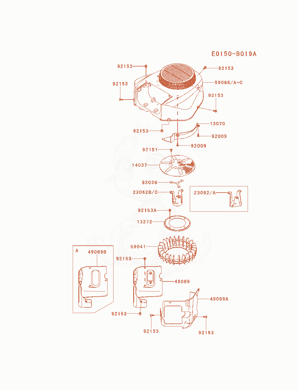 Exploded parts diagram of the Cooling-Equipment of a Kawasaki FR730V-AS00 engine, with numbered balloons