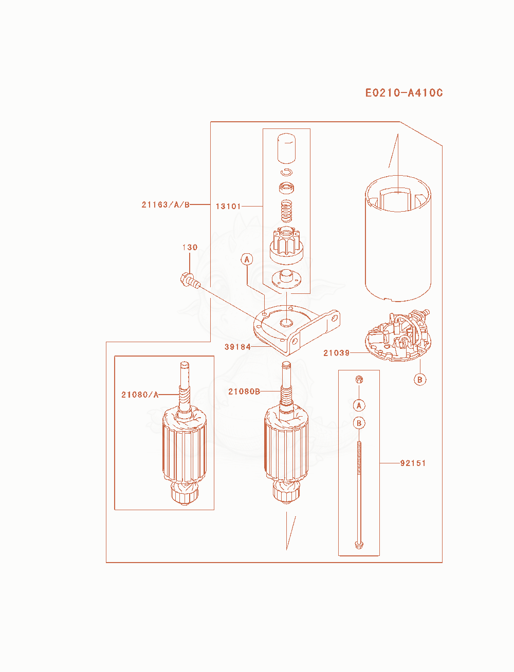 Exploded parts diagram of the Starter of a Kawasaki FH580V-AS35 engine, with numbered balloons