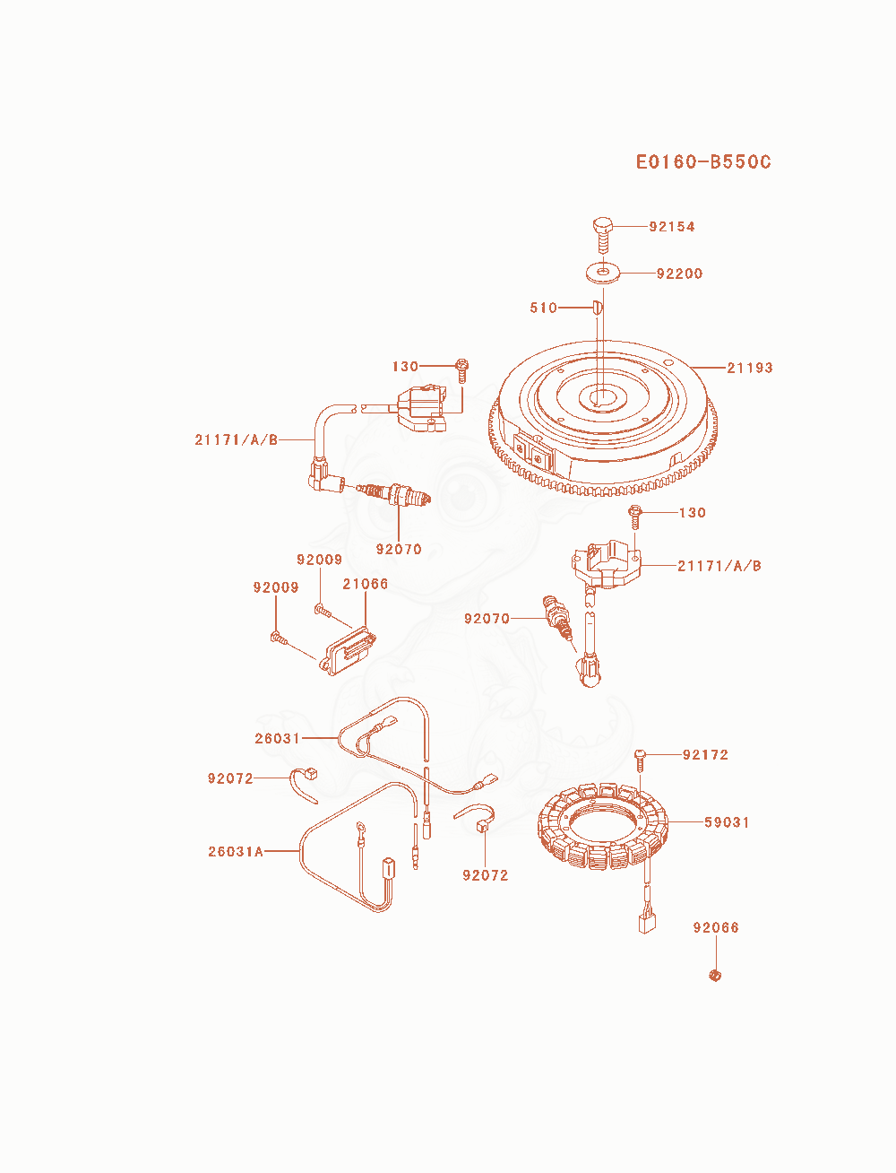 Exploded parts diagram of the Electric-Equipment of a Kawasaki FX600V-AS11 engine, with numbered balloons
