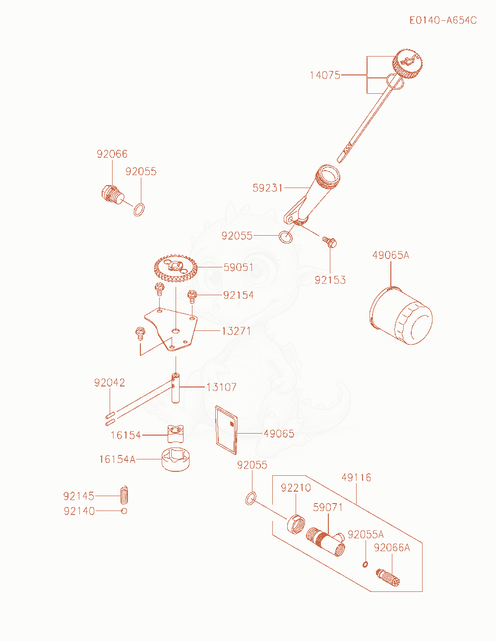 Exploded parts diagram of the Lubrication-Equipment of a Kawasaki FXT00V-AS28 engine, with numbered balloons