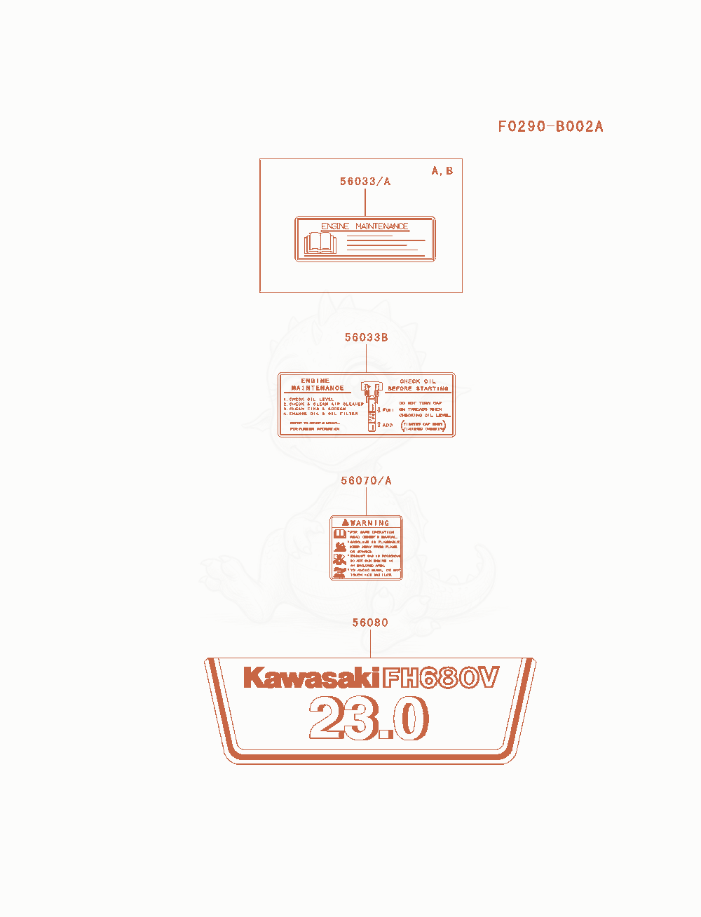 Exploded parts diagram of the Label of a Kawasaki FH680V-AS01 engine, with numbered balloons