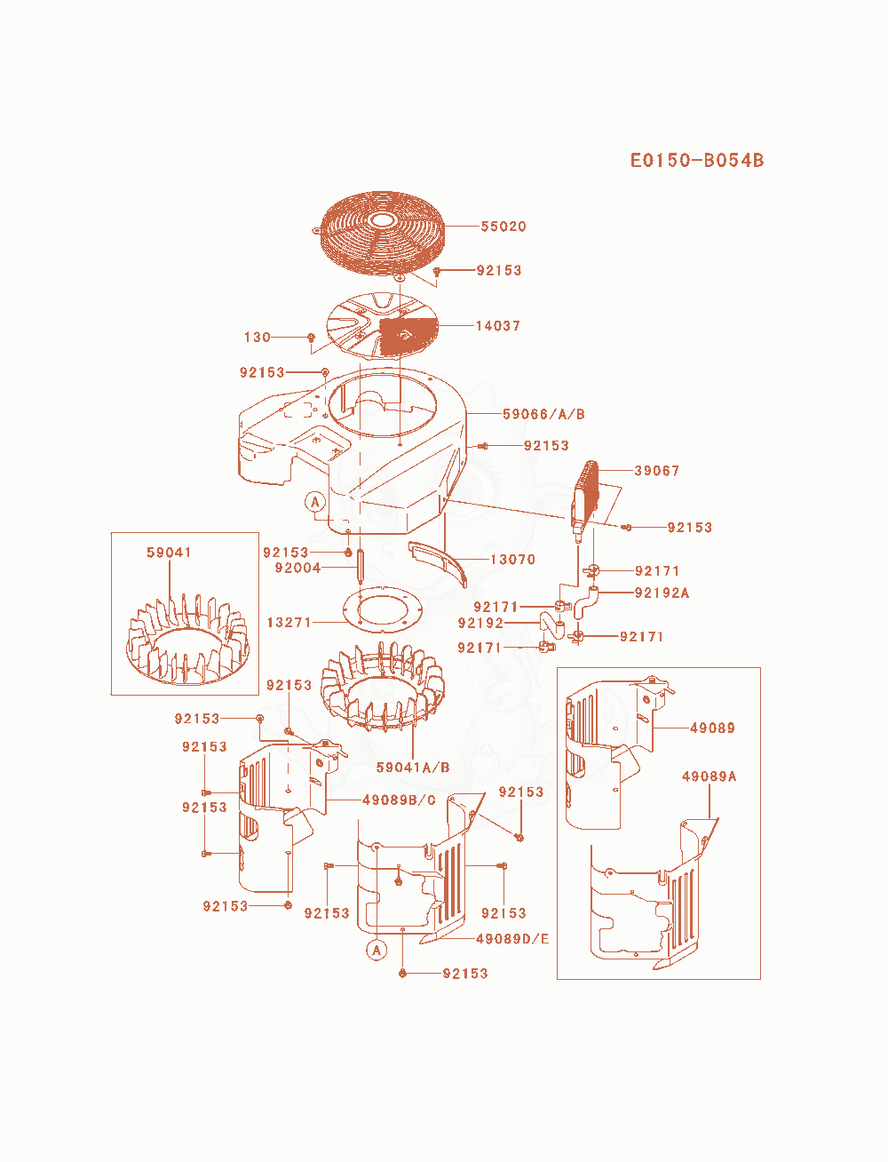 Exploded parts diagram of the Cooling-Equipment of a Kawasaki FX921V-AS04 engine, with numbered balloons