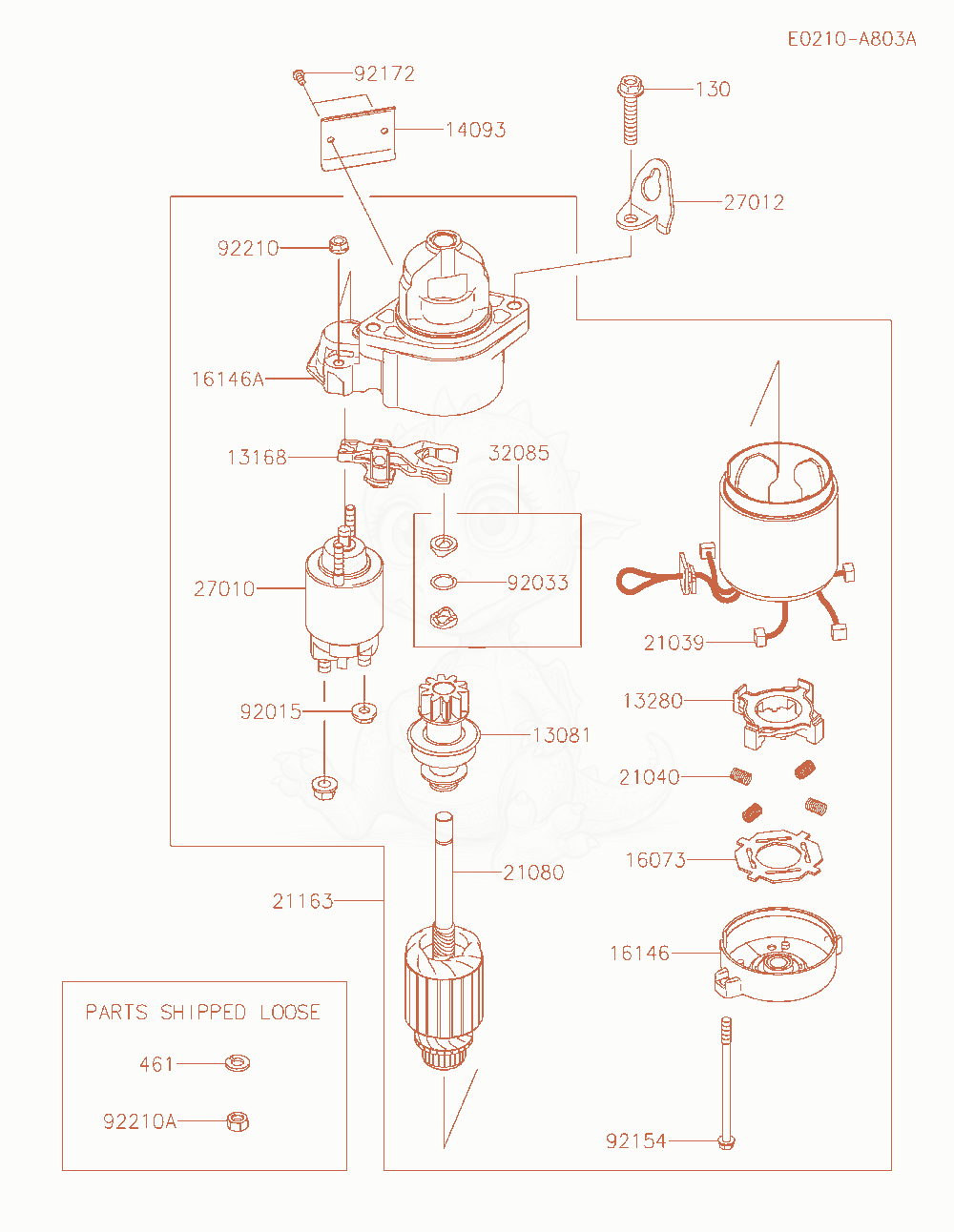 Exploded parts diagram of the Starter of a Kawasaki FX730V-AR16 engine, with numbered balloons