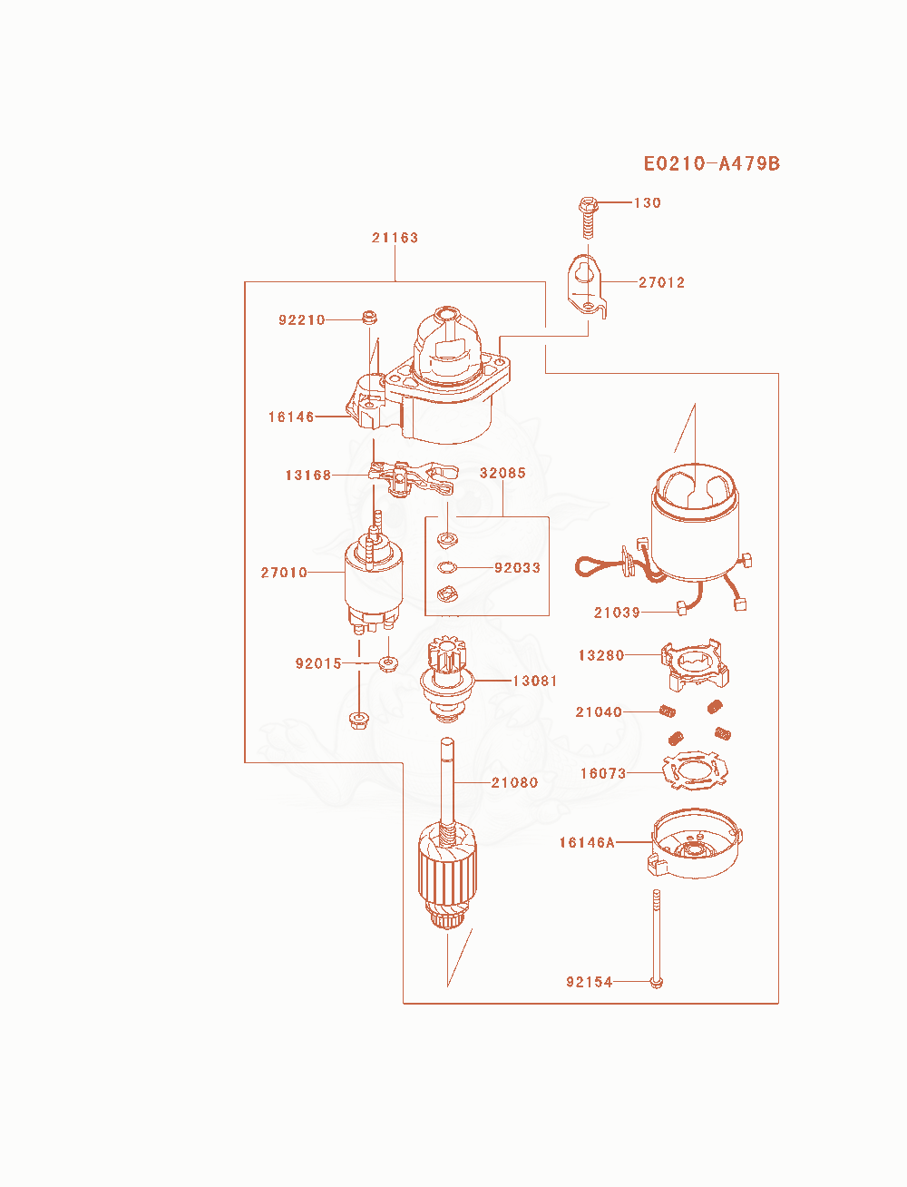 Exploded parts diagram of the Starter of a Kawasaki FX801V-AS12 engine, with numbered balloons