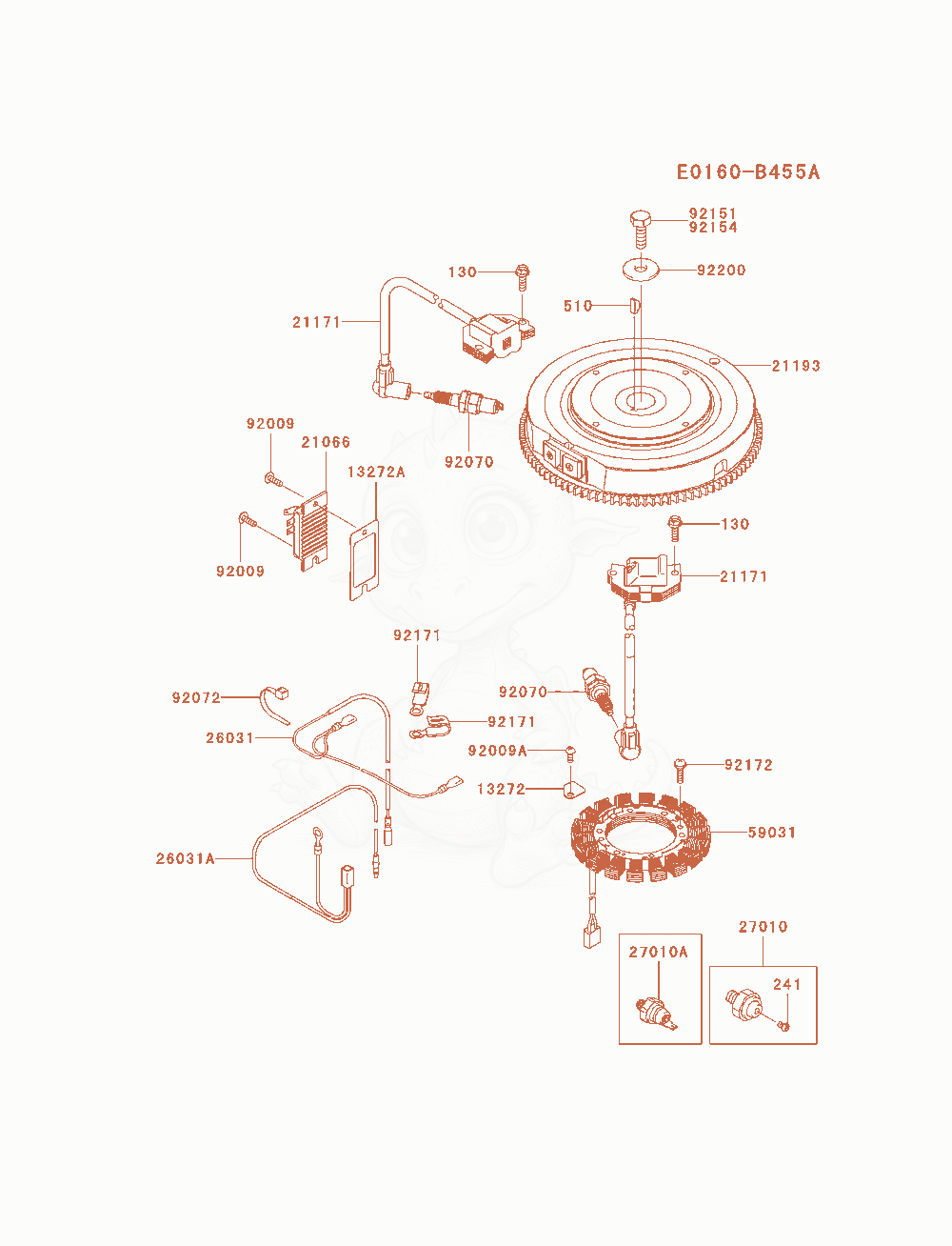 Exploded parts diagram of the Electric-Equipment of a Kawasaki FX730V-AS10 engine, with numbered balloons