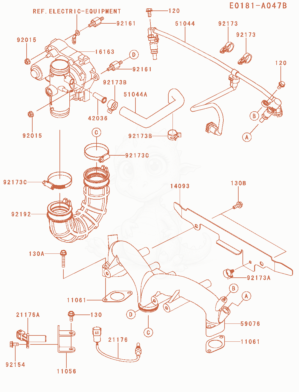 Exploded parts diagram of the Throttle-Equipment of a Kawasaki FX850V-AR31 engine, with numbered balloons
