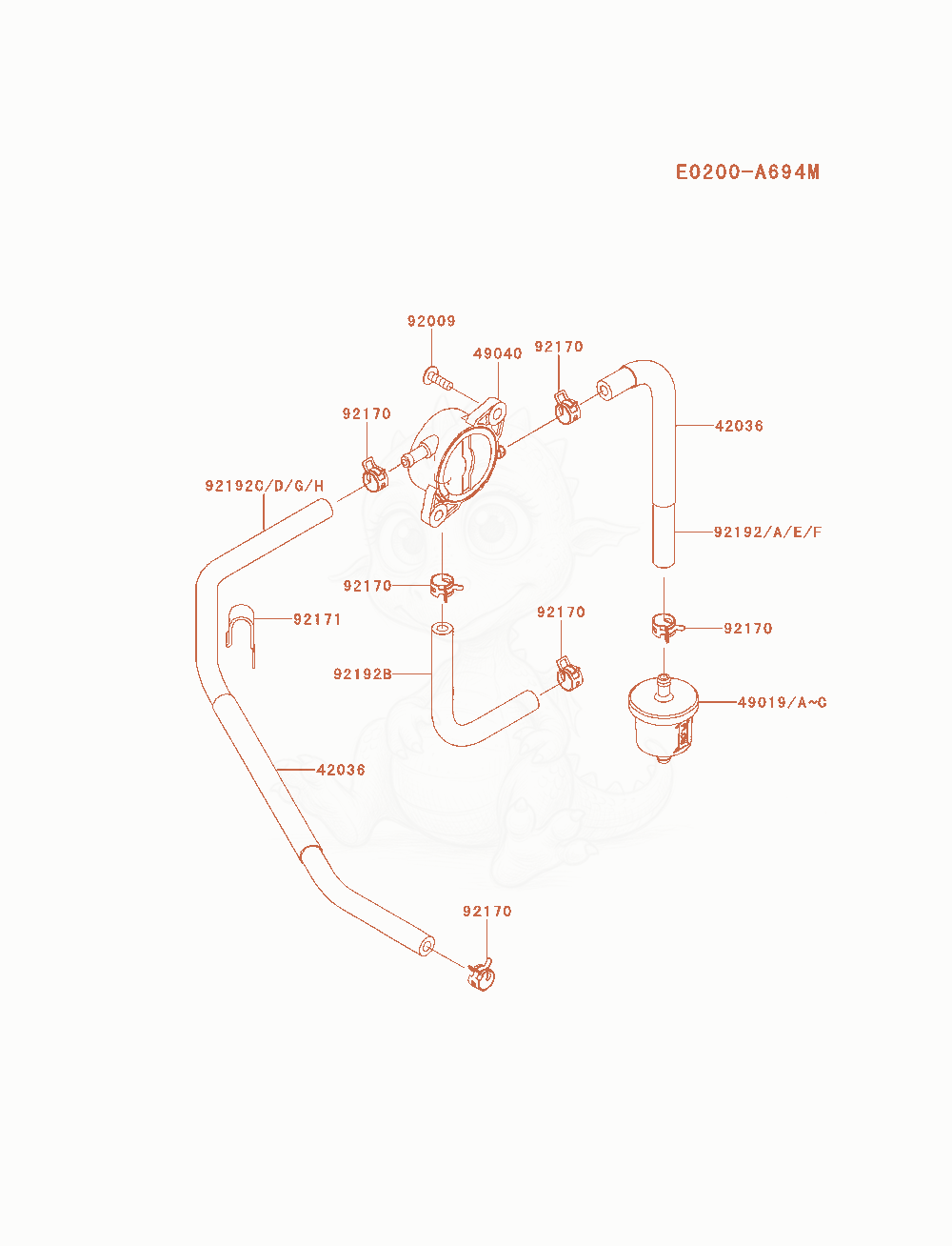 Exploded parts diagram of the Fuel-Tank / Fuel-Valve of a Kawasaki FR691V-AS00 engine, with numbered balloons