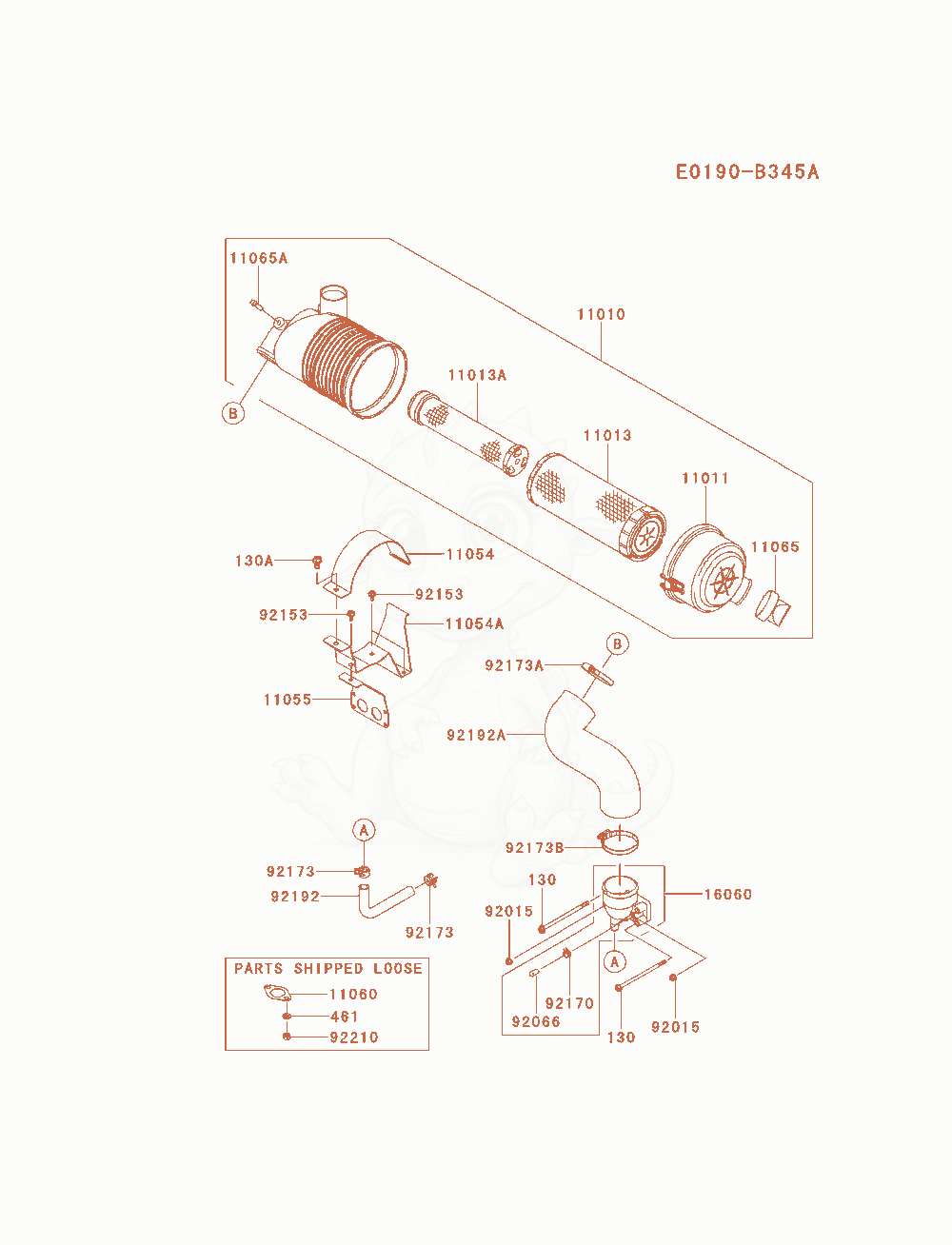 Exploded parts diagram of the Air-Filter / Muffler of a Kawasaki FX751V-CS05 engine, with numbered balloons