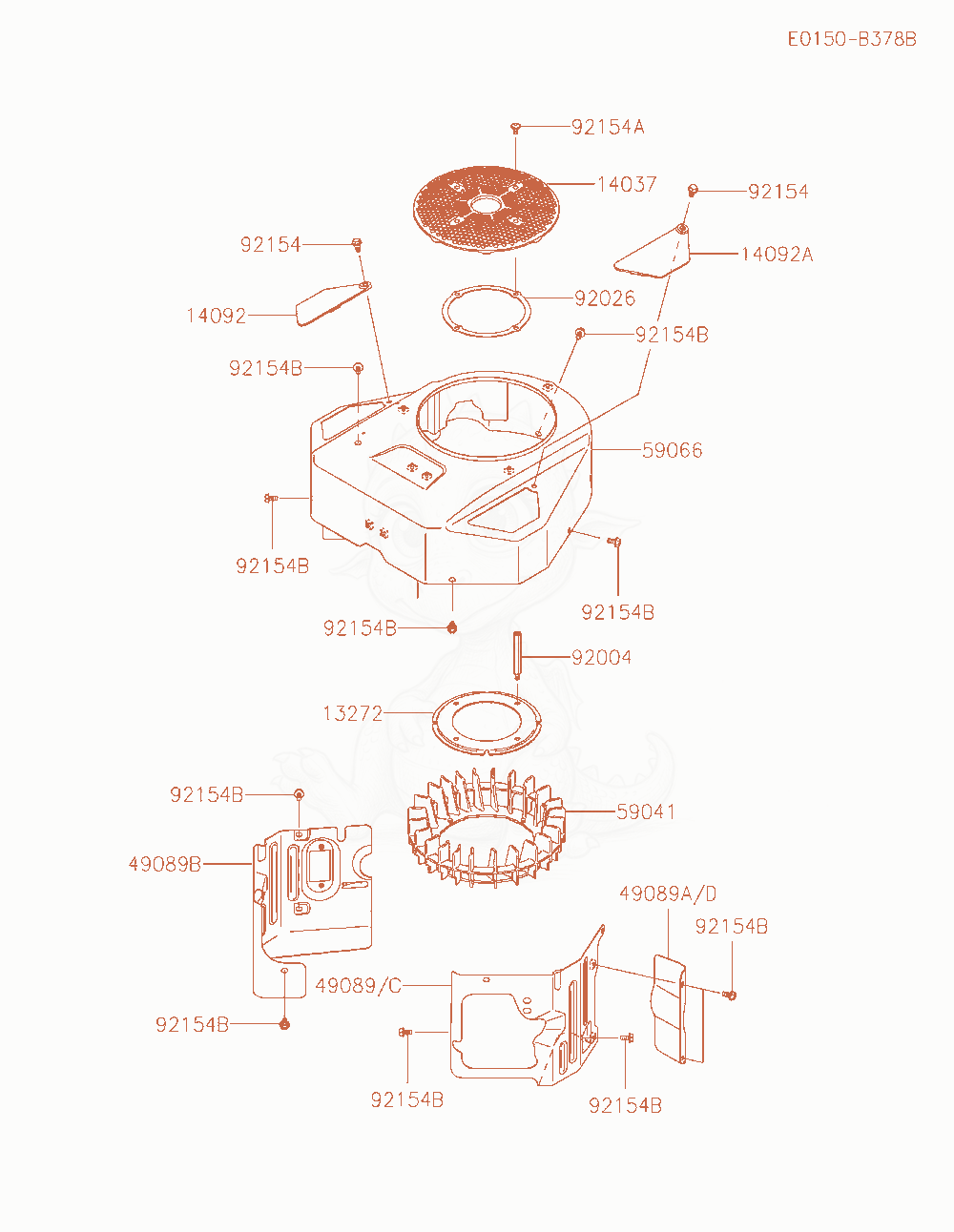 Exploded parts diagram of the Cooling-Equipment of a Kawasaki FX730V-FS36 engine, with numbered balloons