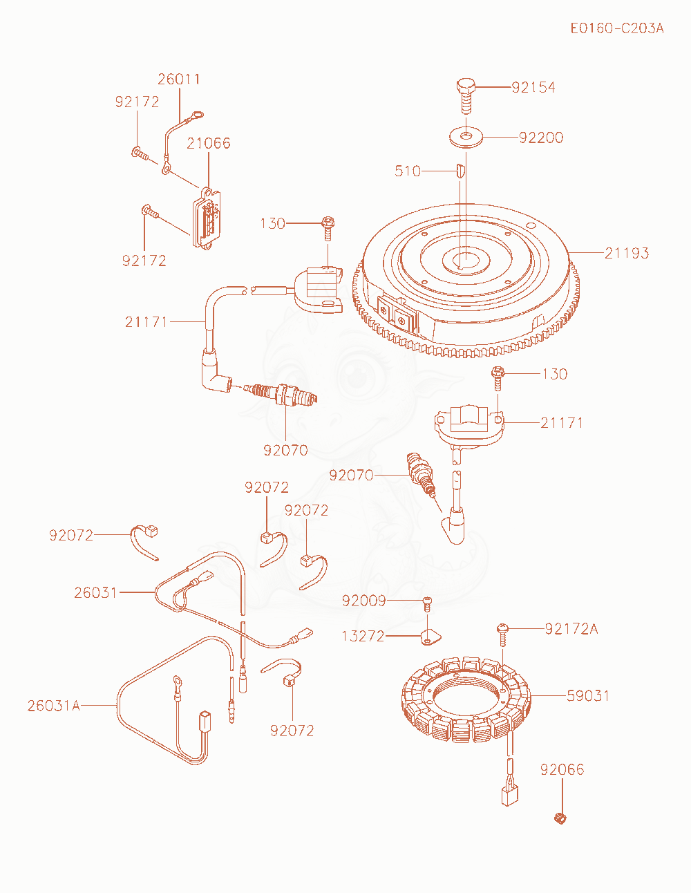 Exploded parts diagram of the Electric-Equipment of a Kawasaki FR730V-LS00 engine, with numbered balloons