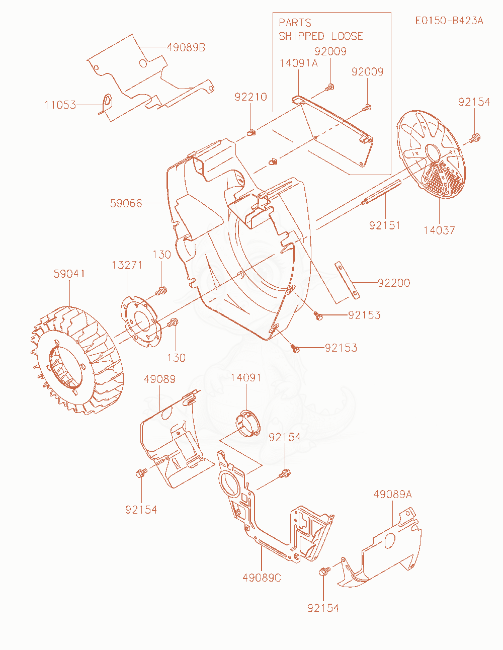 Exploded parts diagram of the Cooling-Equipment of a Kawasaki FH721D-GS08 engine, with numbered balloons