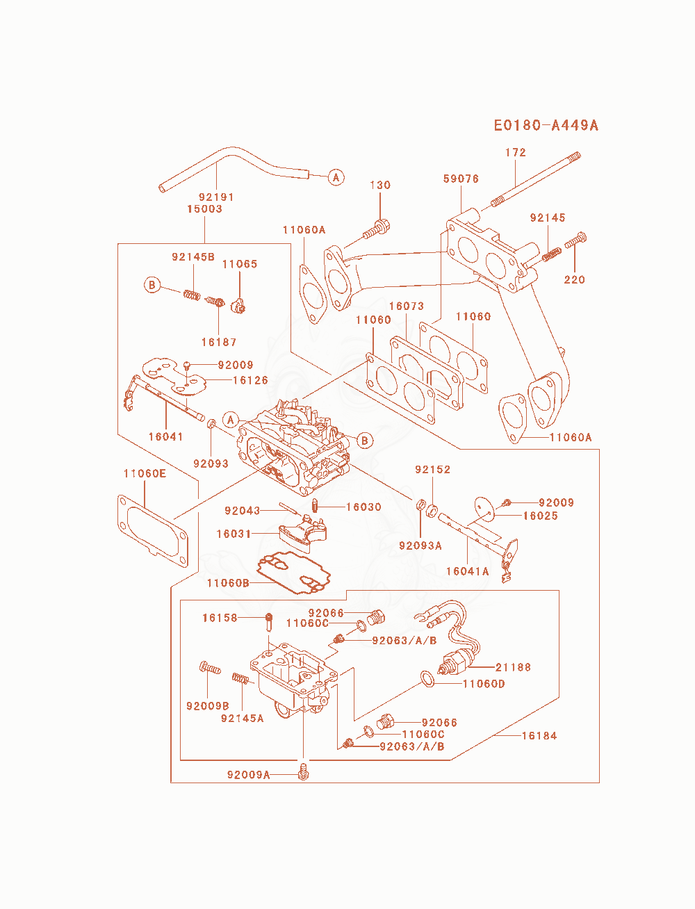 Exploded parts diagram of the Carburetor of a Kawasaki FH680D-AS07 engine, with numbered balloons