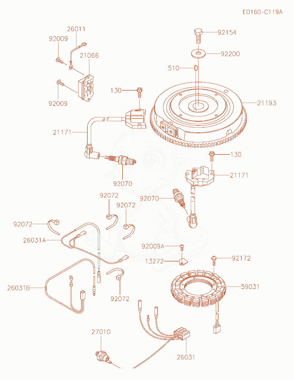 Exploded parts diagram of the Electric-Equipment of a Kawasaki FS651V-AS53 engine, with numbered balloons