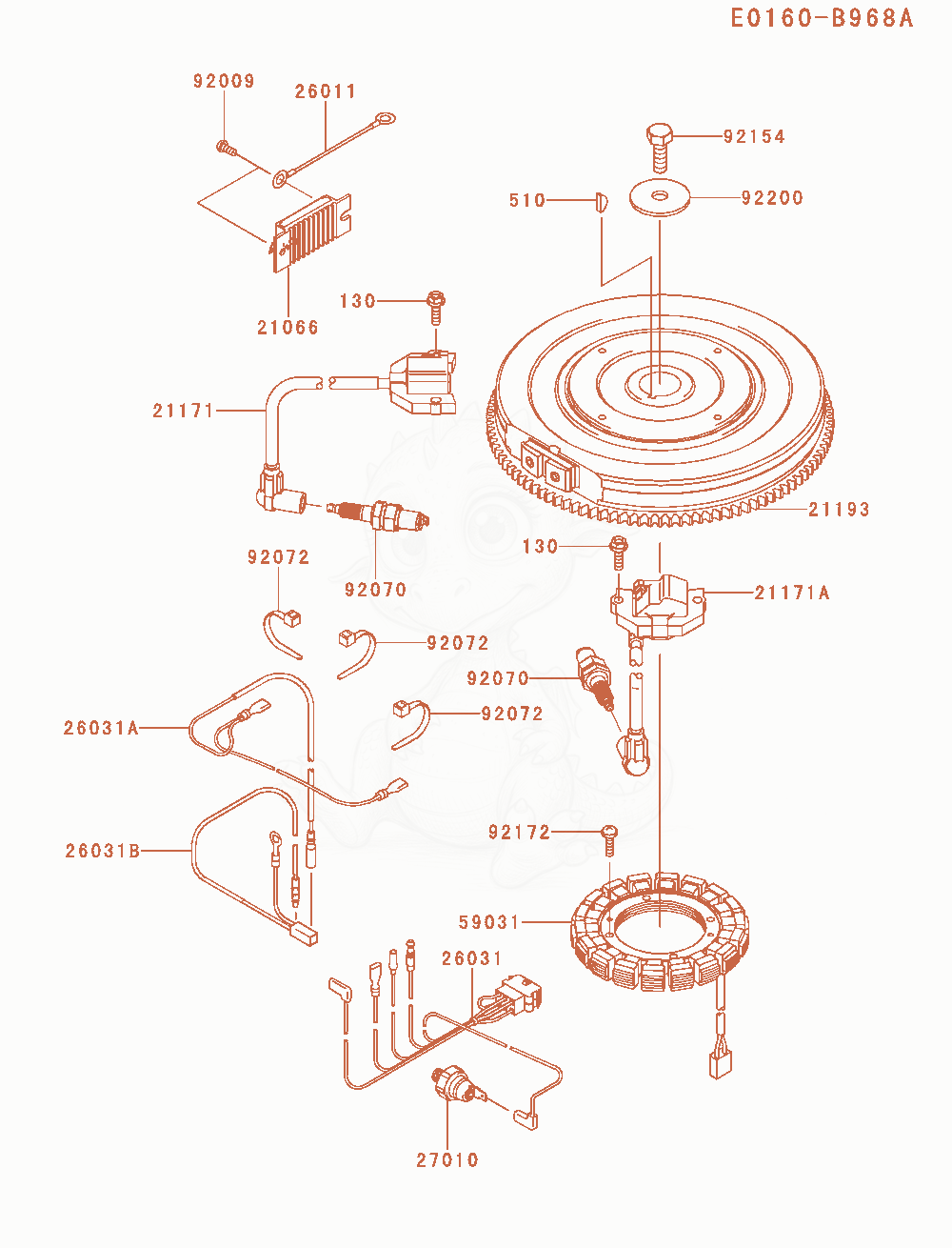 Exploded parts diagram of the Electric-Equipment of a Kawasaki FX921V-BS16 engine, with numbered balloons