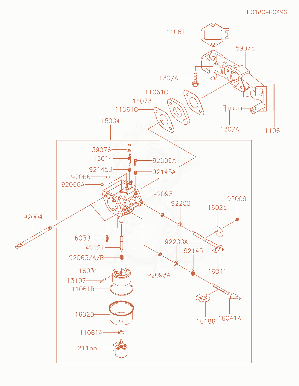 Exploded parts diagram of the Carburetor of a Kawasaki FS600V-HS00 engine, with numbered balloons