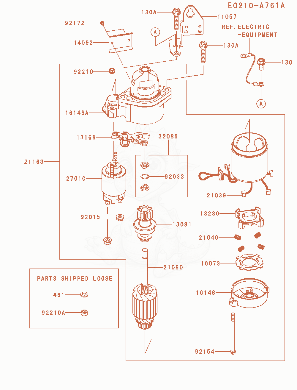 Exploded parts diagram of the Starter of a Kawasaki FT730V-AS40 engine, with numbered balloons