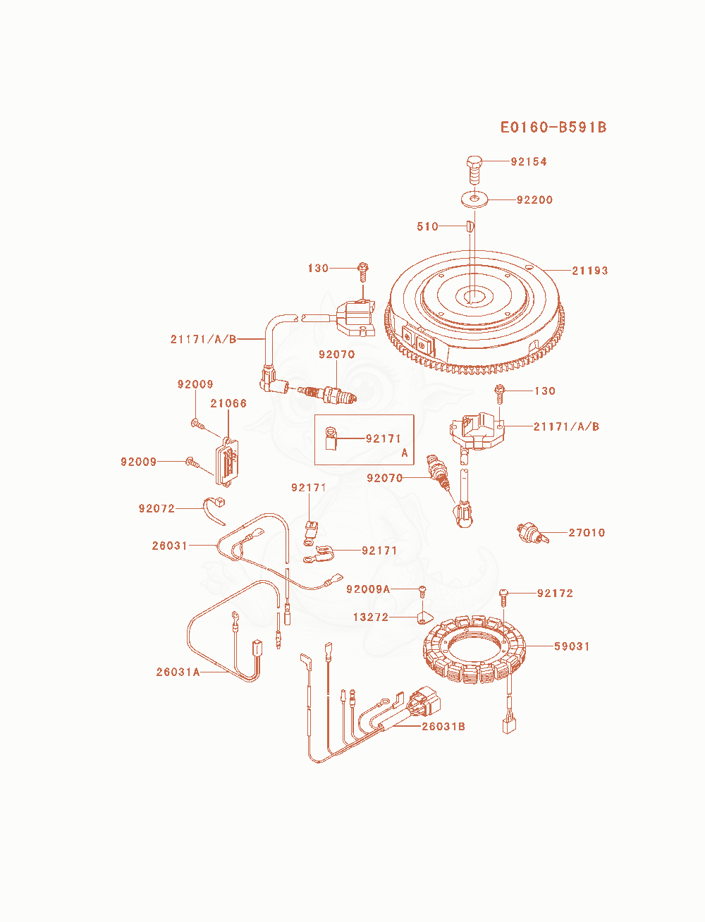 Exploded parts diagram of the Electric-Equipment of a Kawasaki FX691V-AS13 engine, with numbered balloons
