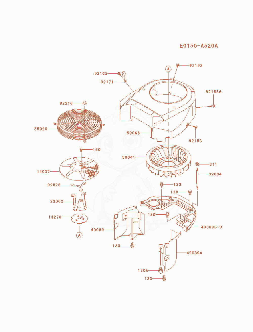 Exploded parts diagram of the Cooling-Equipment of a Kawasaki FH721V-AS18 engine, with numbered balloons