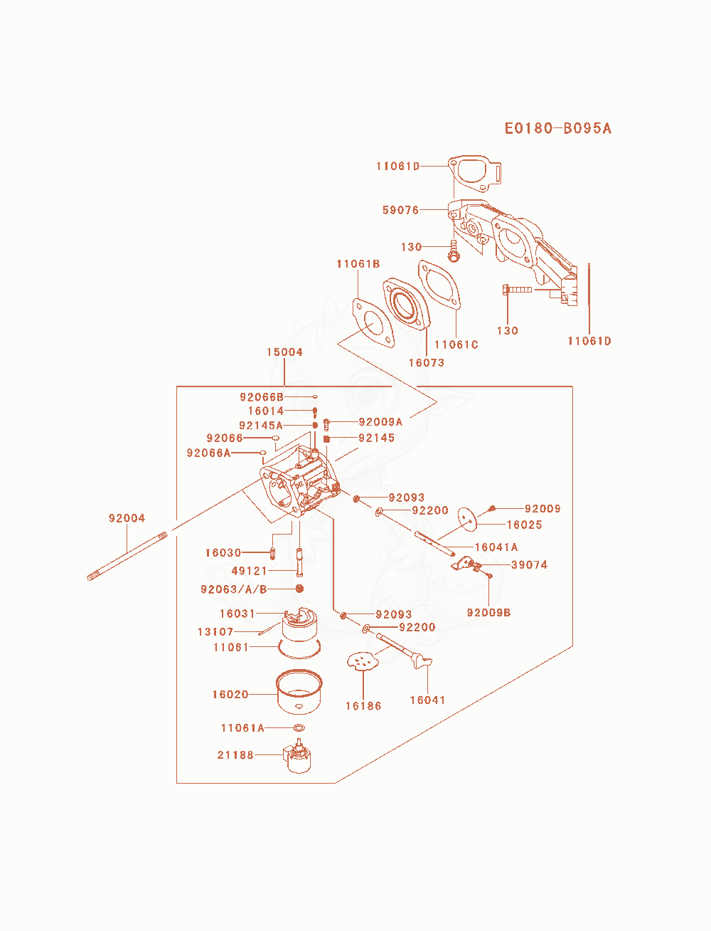 Exploded parts diagram of the Carburetor of a Kawasaki FR651V-AS33 engine, with numbered balloons