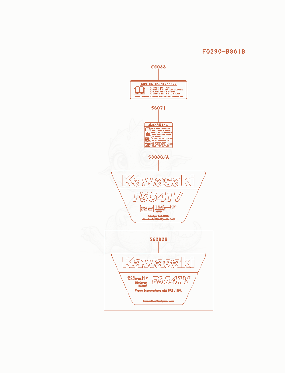 Exploded parts diagram of the Label of a Kawasaki FS541V-AS24 engine, with numbered balloons
