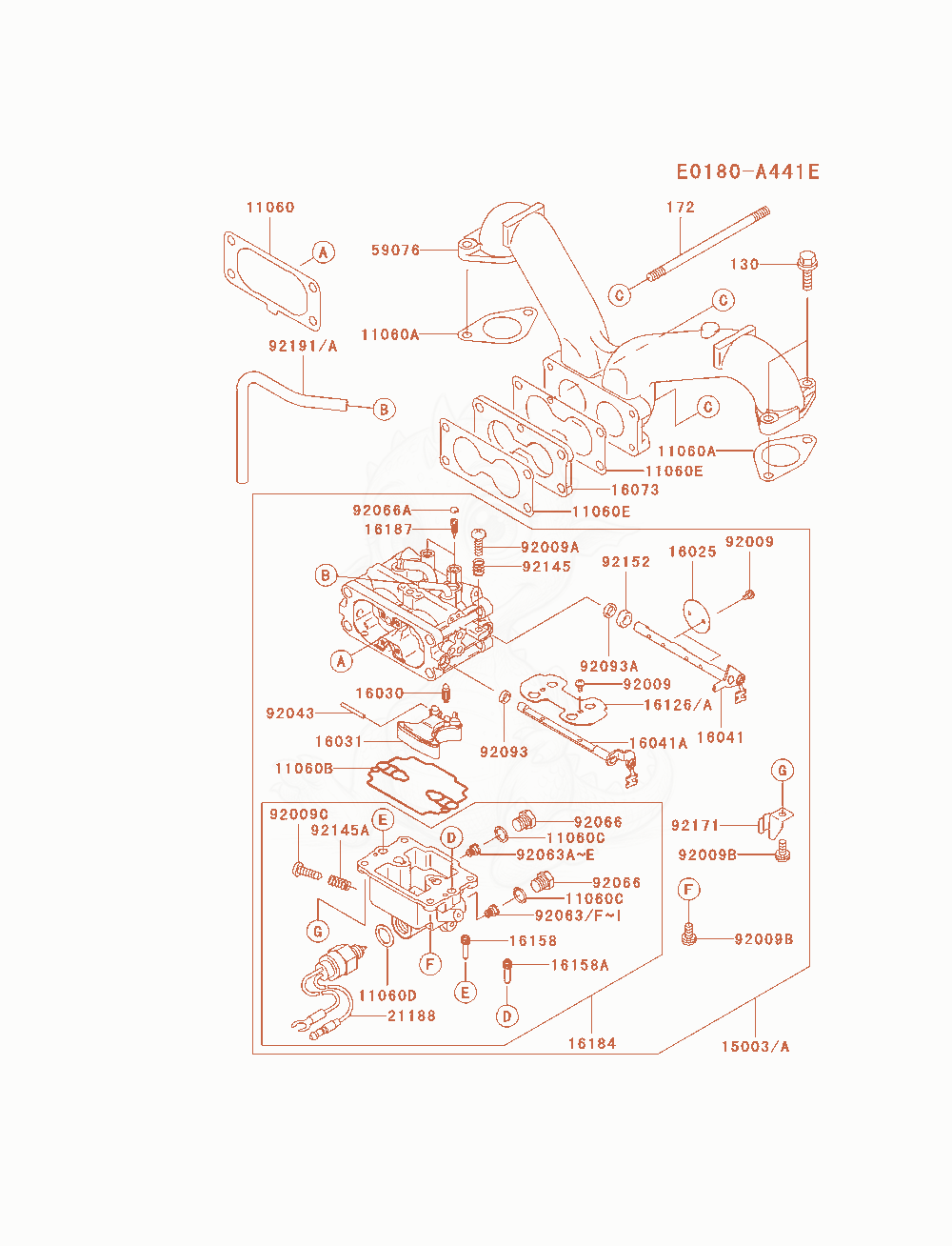 Exploded parts diagram of the Carburetor of a Kawasaki FH680V-AS15 engine, with numbered balloons