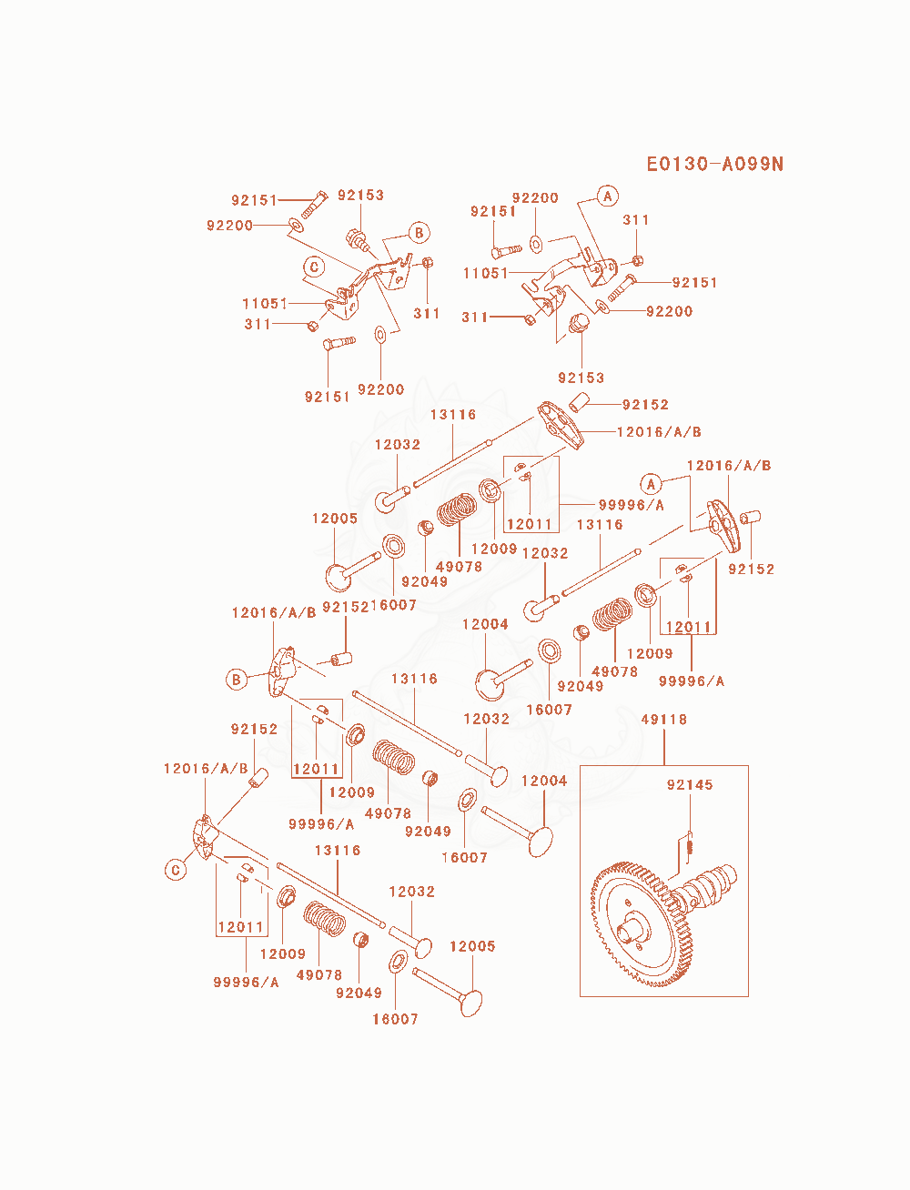 Exploded parts diagram of the Valve / Camshaft of a Kawasaki FD791D-AS00 engine, with numbered balloons