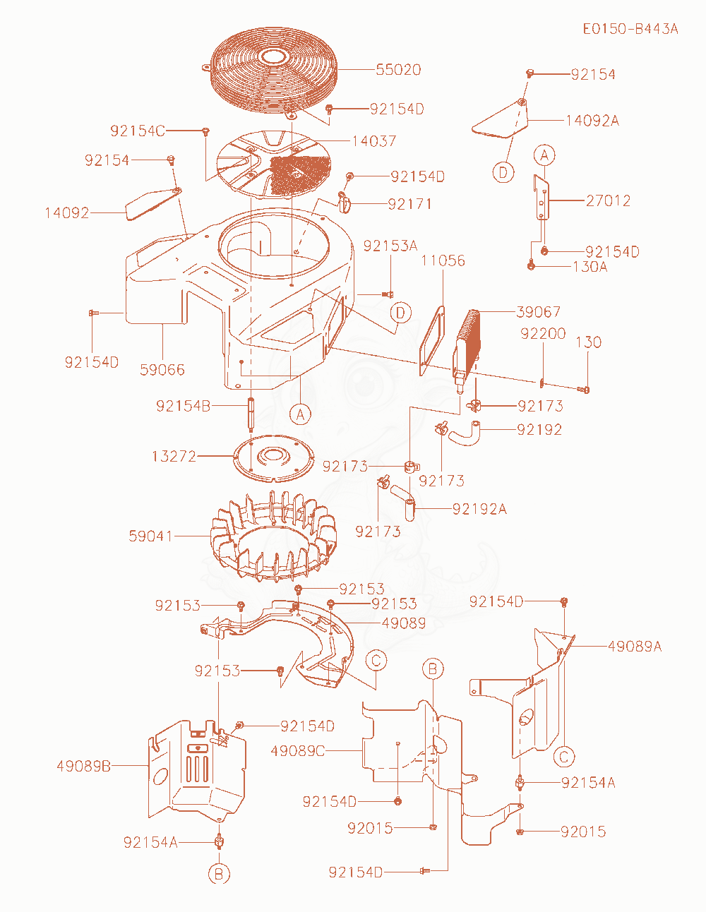 Exploded parts diagram of the Cooling-Equipment of a Kawasaki FX850V-AS23 engine, with numbered balloons