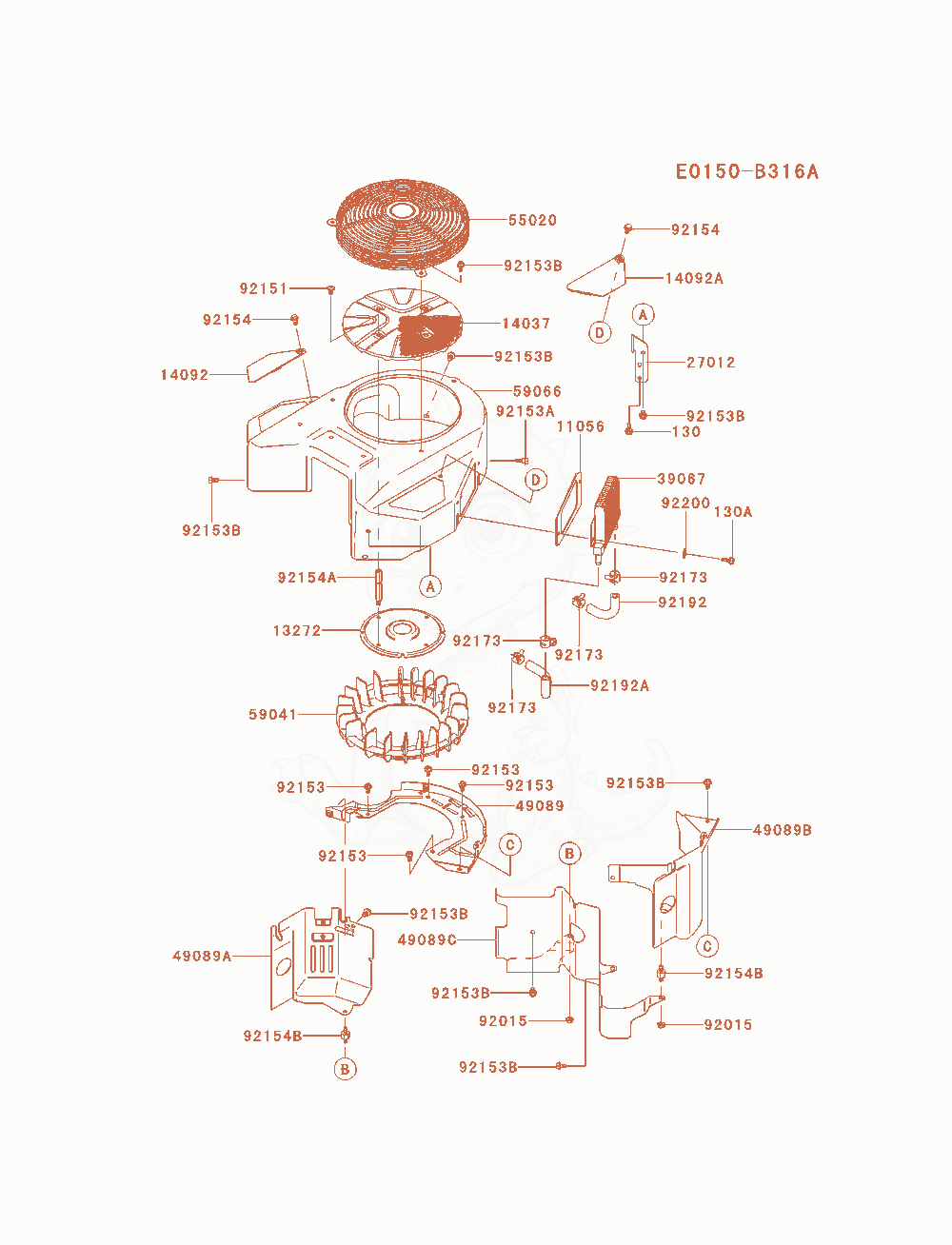 Exploded parts diagram of the Cooling-Equipment of a Kawasaki FX801V-AS15 engine, with numbered balloons