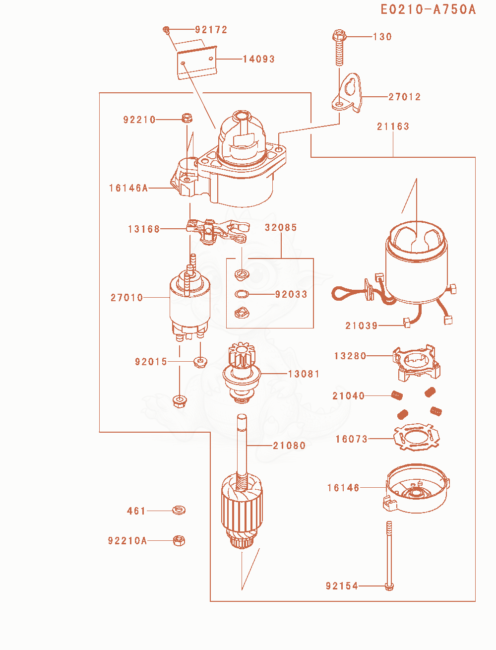 Exploded parts diagram of the Starter of a Kawasaki FX730V-AR08 engine, with numbered balloons