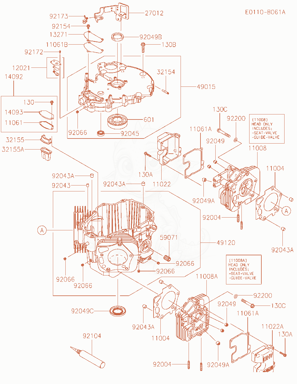 Exploded parts diagram of the Cylinder / Crankcase of a Kawasaki FXT00V-AR31 engine, with numbered balloons
