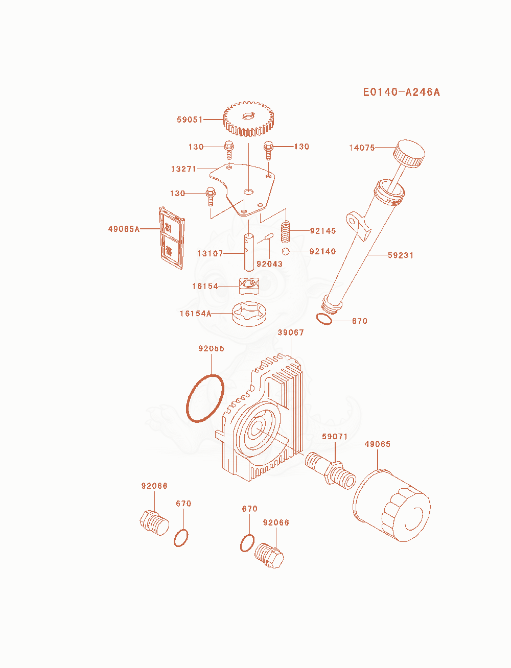 Despiece del Lubrication-Equipment de un motor Kawasaki FH721V-AS17, con globos numerados