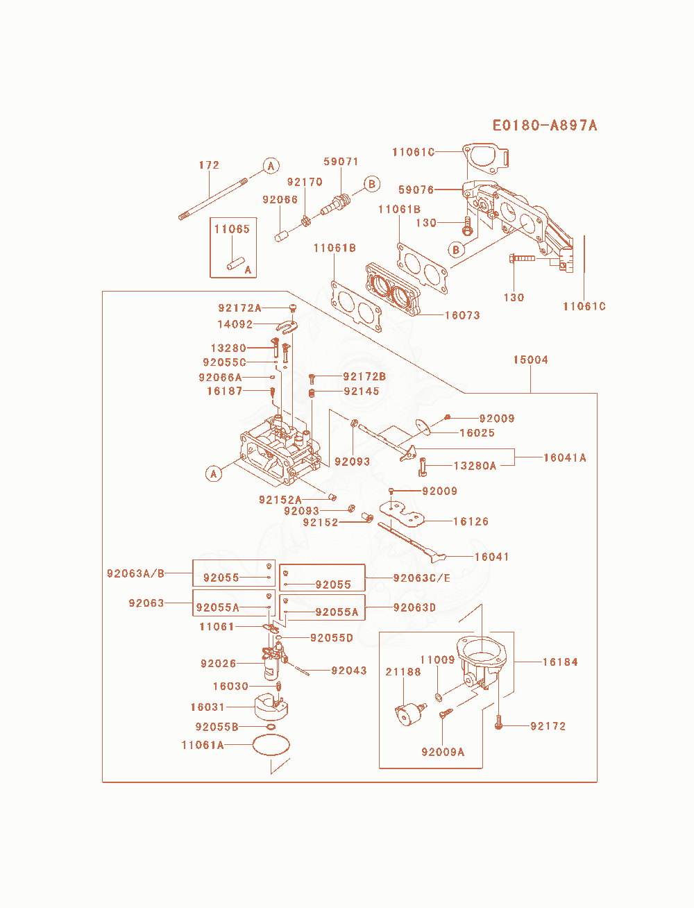 Exploded parts diagram of the Carburetor of a Kawasaki FX691V-AS13 engine, with numbered balloons