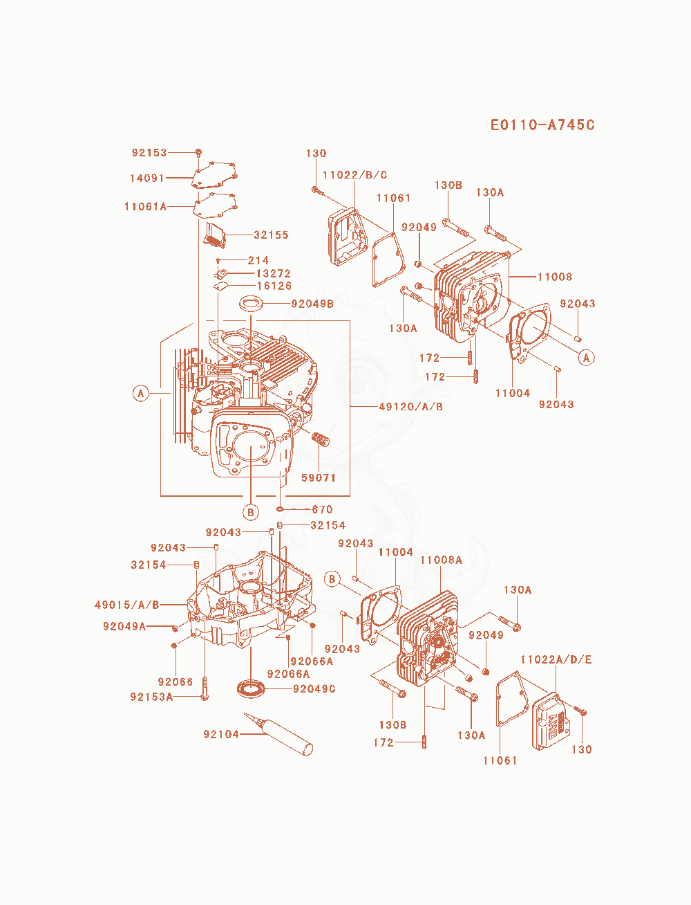 Exploded parts diagram of the Cylinder / Crankcase of a Kawasaki FS691V-AS06 engine, with numbered balloons