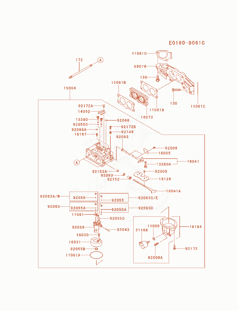 Exploded parts diagram of the Carburetor(1 / 2) of a Kawasaki FX730V-AS19 engine, with numbered balloons