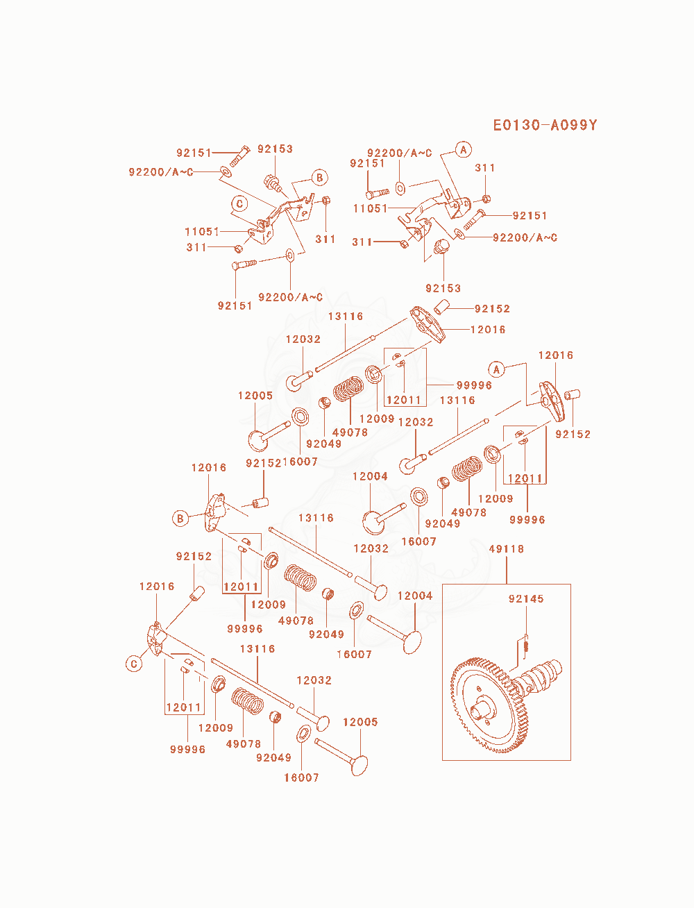 Exploded parts diagram of the Valve / Camshaft of a Kawasaki FD791D-AS05 engine, with numbered balloons